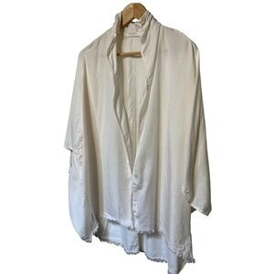 Mododoc Los Angeles Fringe Seam Kimono Duster Ivory Women's Size L/XL Loungewear